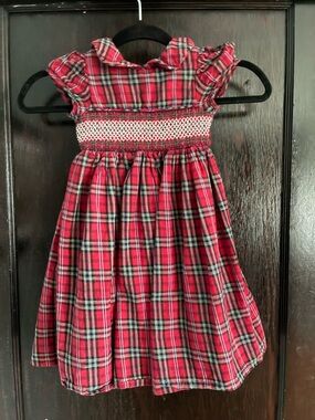 Pippa & Julie Red Plaid Smocked Holiday Dress
